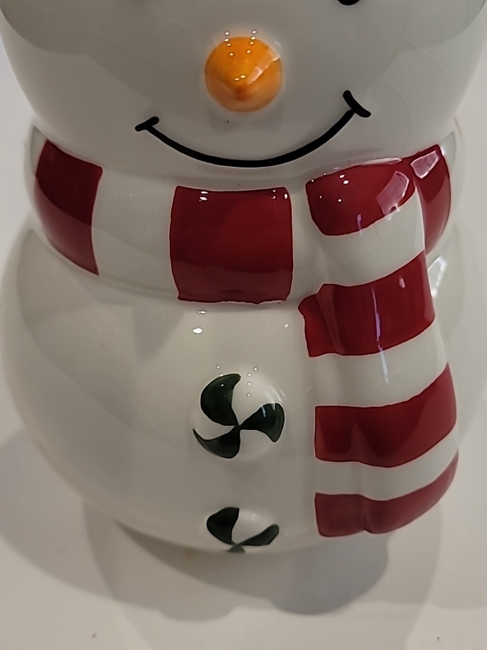 Hallmark Snowman Covered Candy Dish  Red Green 7.5 In. - Picture 2 of 8